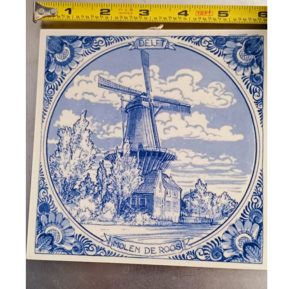 Delft Holland Handmade Windmill 6x6 Decorative Tile (chip on back only)
